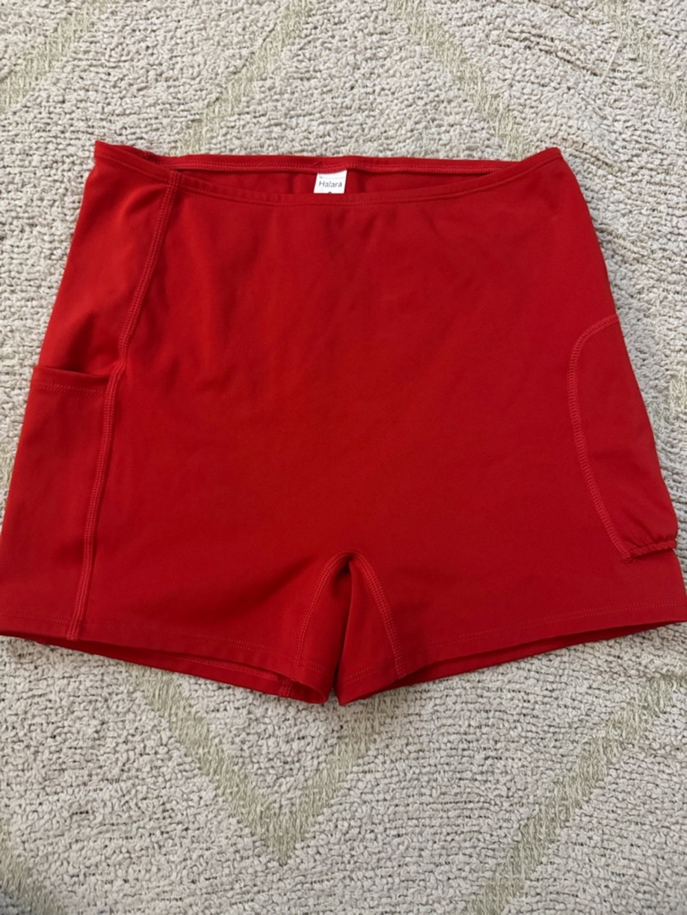 HALARA Bright Red Bike Shorts with Side Pockets